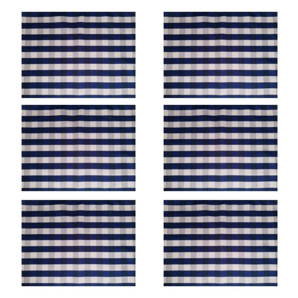 Jogo 6 Lugares Americanos 50x37 xadrez azul mesa posta