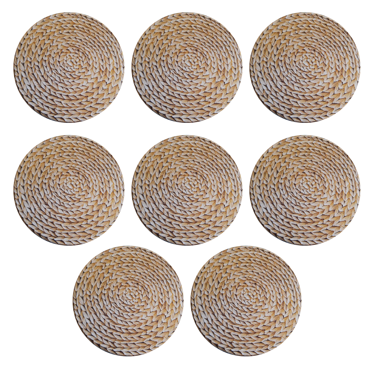 Jogo 8 capas sousplat redondo tecido estampado Sisal premium