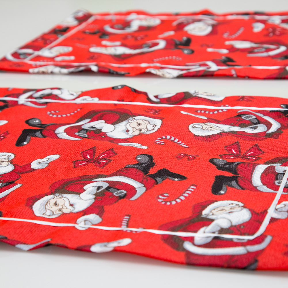Jogo Americano 2 peças Natal Papai Noel estampado Vermelho
