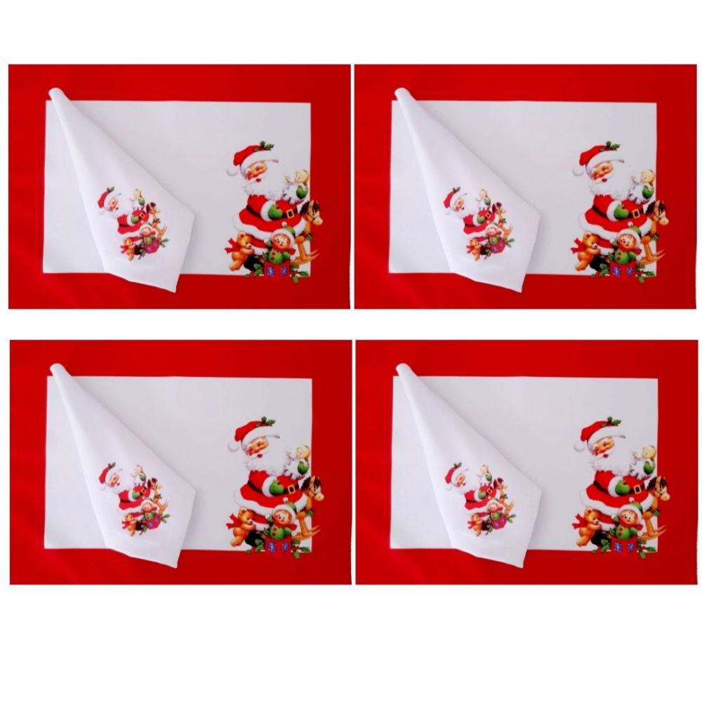 Jogo Americano 4 peças + guardanapo Papai Noel  em tecido