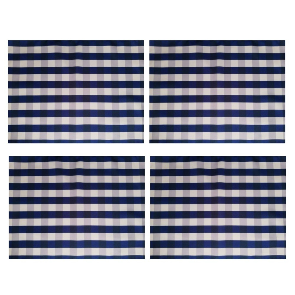 Jogo Americano 4 peças 50x37 xadrez azul em tecido