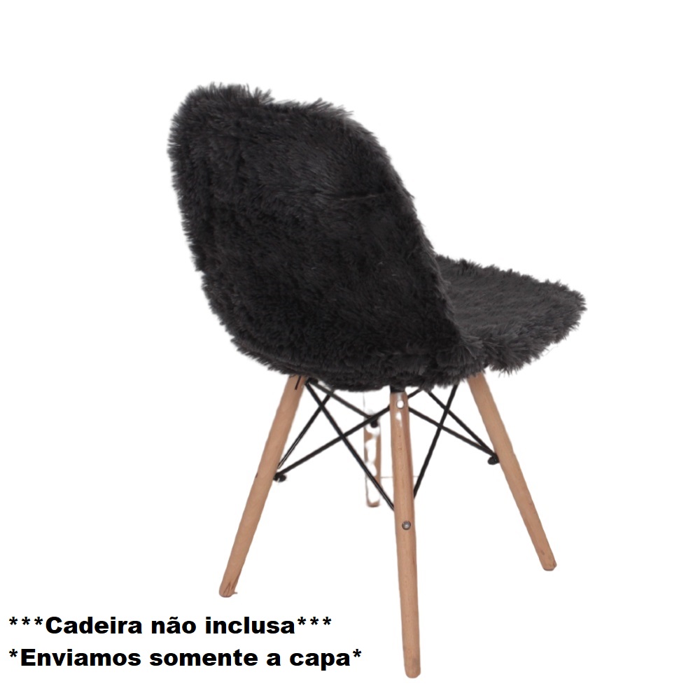 Kit 2 Capas felpuda para cadeira eames Cinza pelo alto
