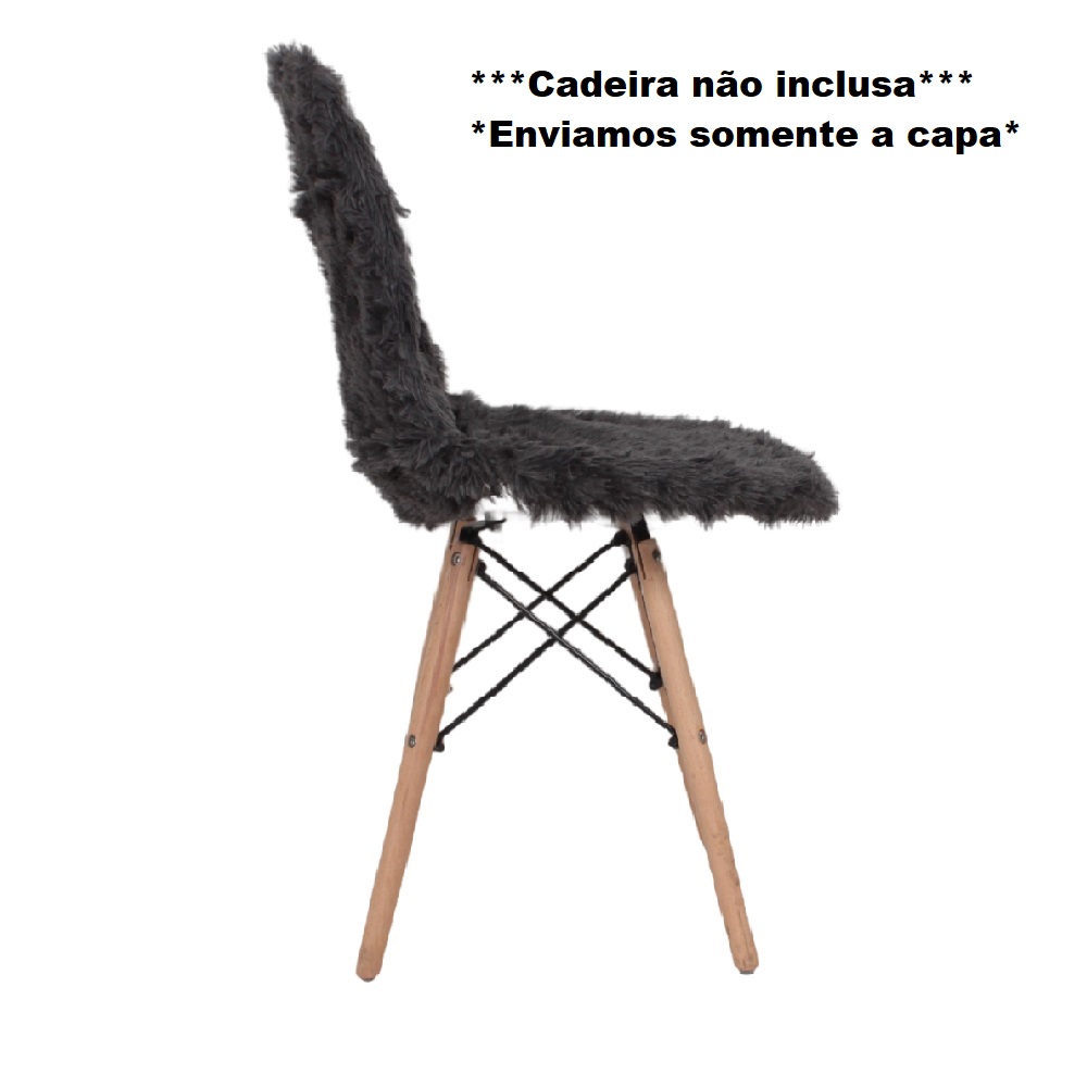 Kit 2 Capas felpuda para cadeira eames Cinza pelo alto