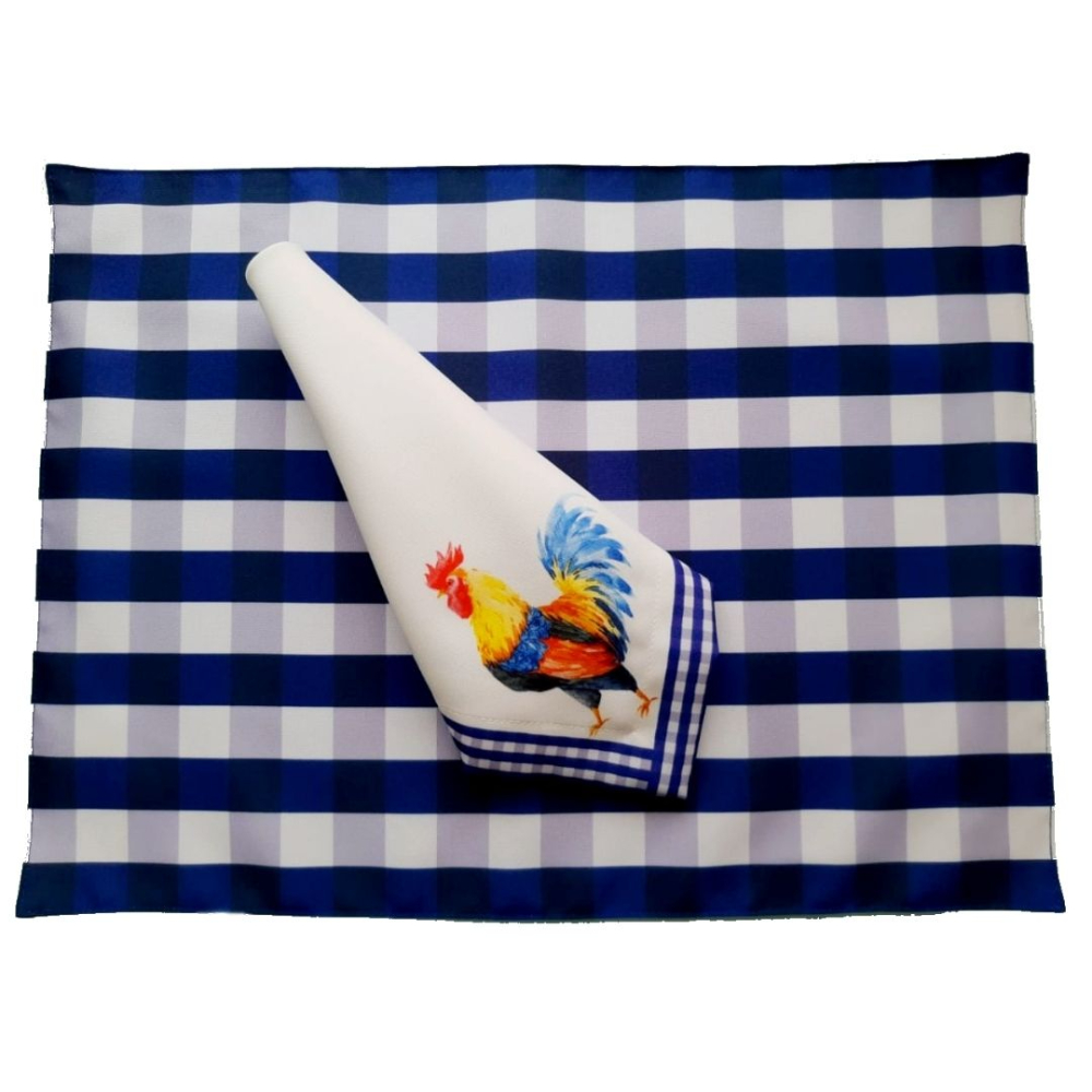 Kit 2 guardanapo + 2 lugar americano luxo designer azul mesa