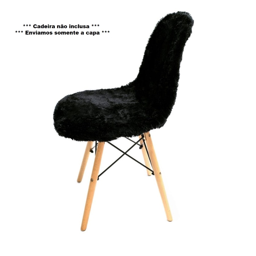 Kit 4 Capas para cadeira eiffel Felpuda Preto premium