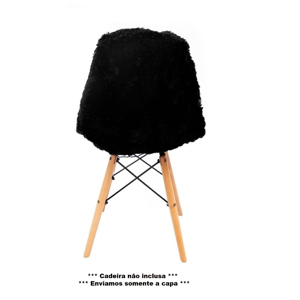 Kit 4 Capas para cadeira eiffel Felpuda Preto premium