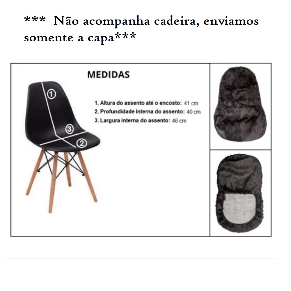 Kit 4 Capas para cadeira eiffel Felpuda Preto premium