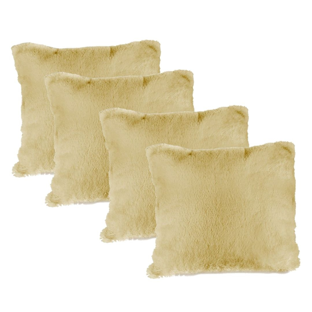 Kit 4 capas de almofada 45x45  peluda bege luxo