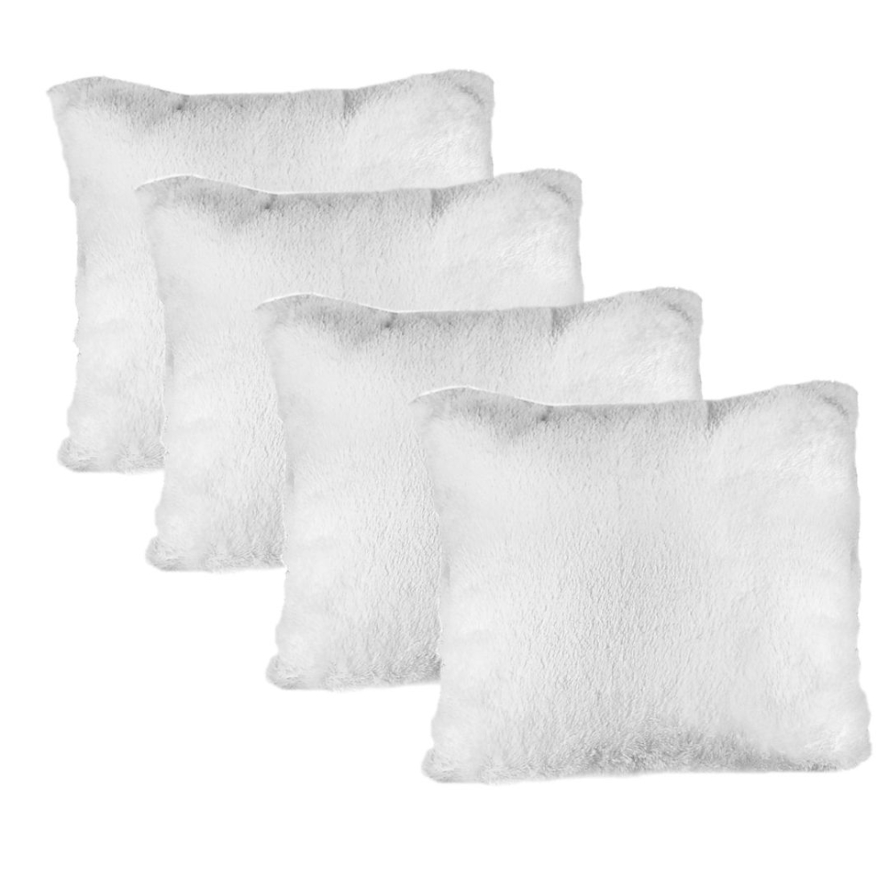 Kit 4 capas de almofada 45x45 Branco felpuda premium