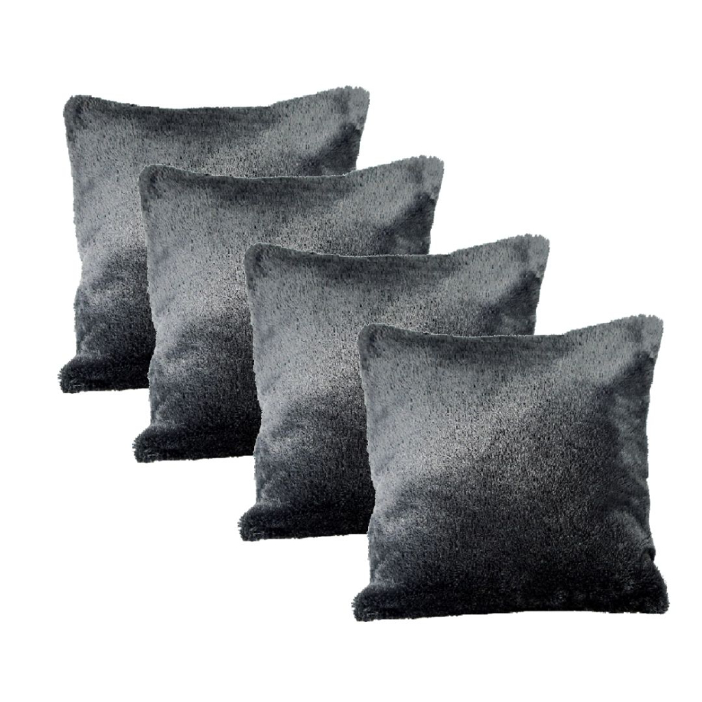 Kit 4 capas de almofada 45x45 Grafite shaggy elegante