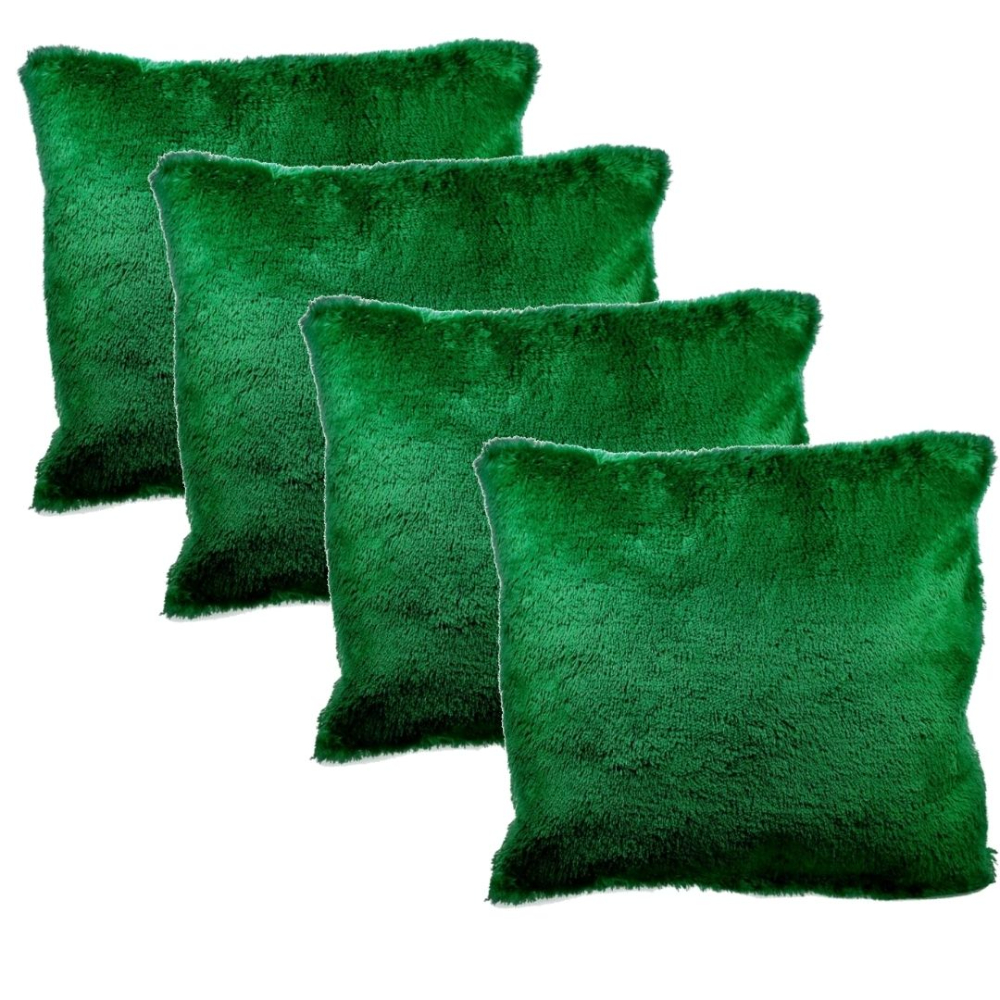 Kit 4 capas de almofada 45x45 verde shaggy decorativa