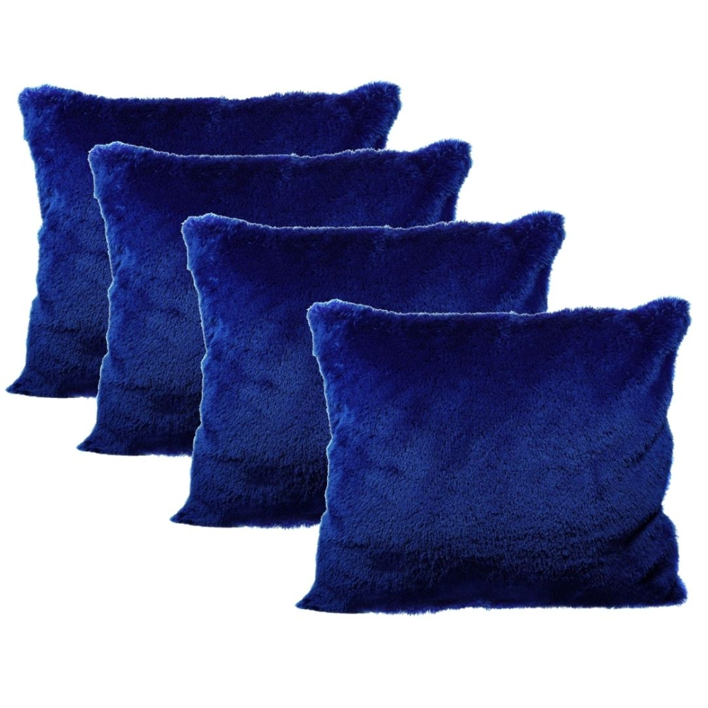 Kit 4 capas felpuda para almofada 45x45 Azul pelo baixo