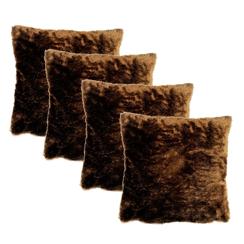 Kit 4 capas felpuda para almofada 45x45 Marrom Café pelo baixo