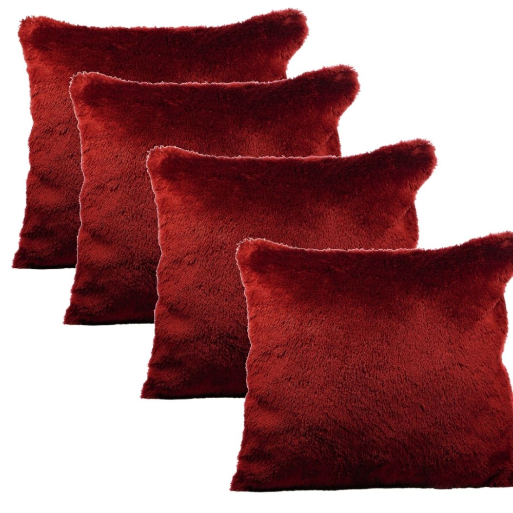 Kit 4 capas felpuda para almofada 45x45 bordô pelo baixo