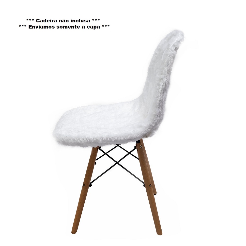 Kit 6 Capas para cadeira eiffel design felpudo Branco