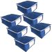 Kit 6 Organizadores G Guarda Roupa TNT Azul Visor PVC