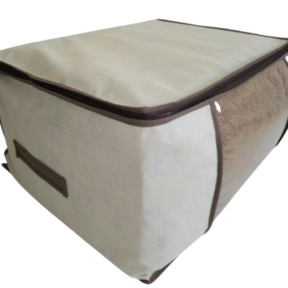 Kit 6 Organizadores G Guarda Roupa TNT Bege Visor PVC