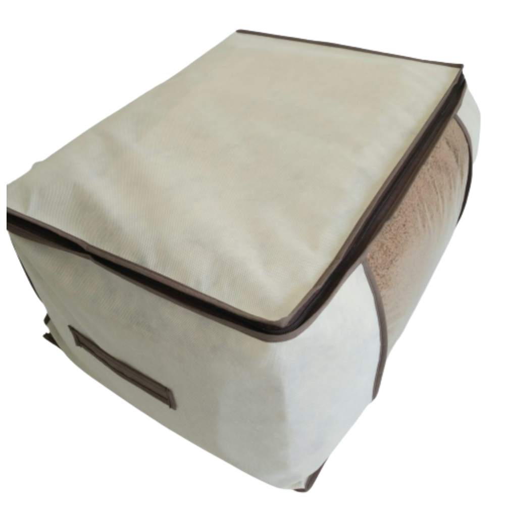 Kit 6 Organizadores G Guarda Roupa TNT Bege Visor PVC