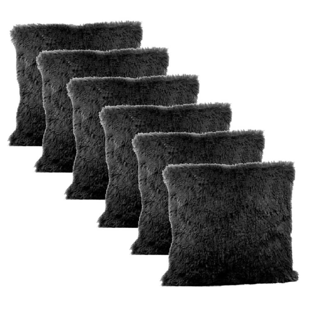 Kit 6 capas de almofada 45x45 Grafite shaggy decorativa