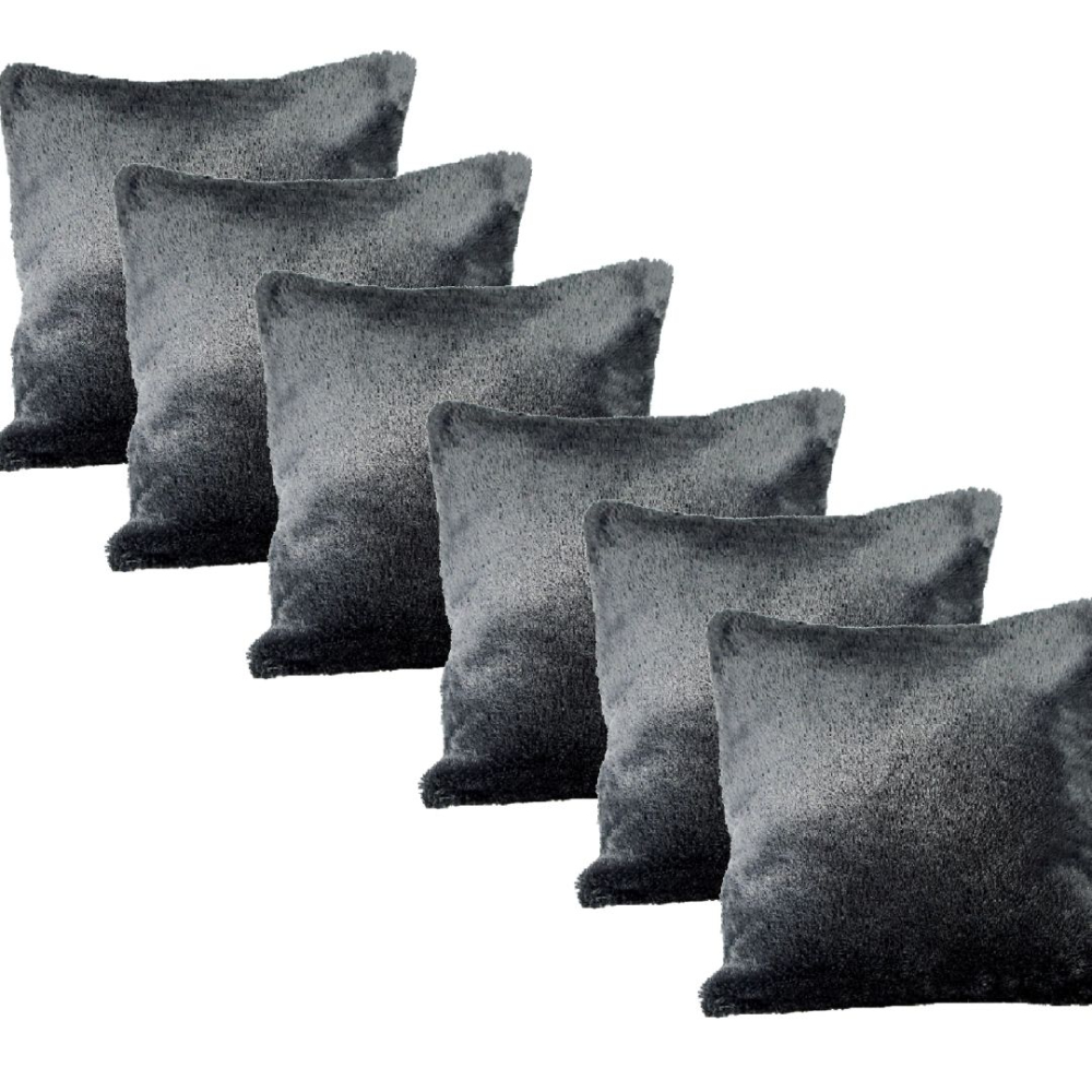 Kit 6 capas de almofada 45x45 Grafite shaggy elegante
