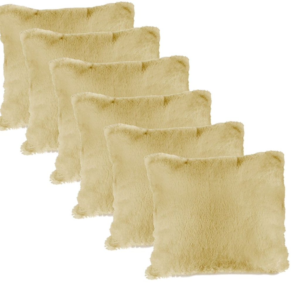 Kit 6 capas de almofada 45x45 design felpudo bege decorativa