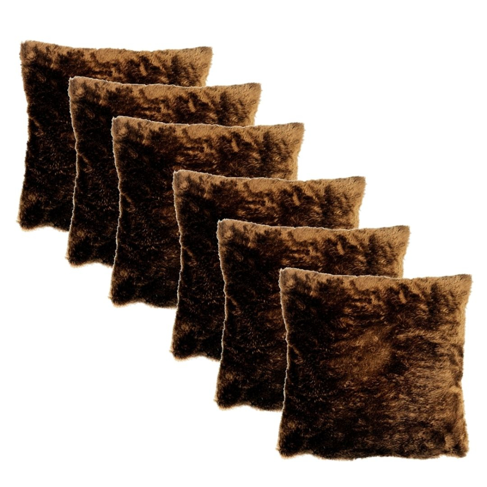 Kit 6 capas felpuda para almofada 45x45 Marrom Café pelo baixo