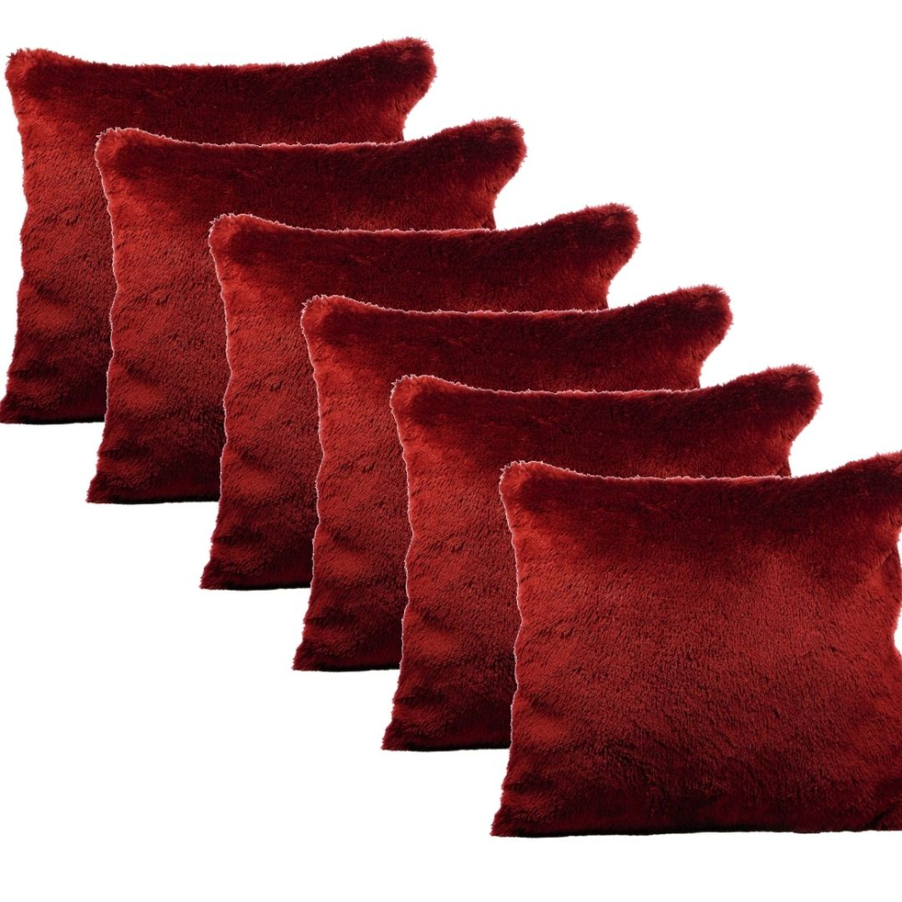 Kit 6 capas felpuda para almofada 45x45 bordô pelo baixo