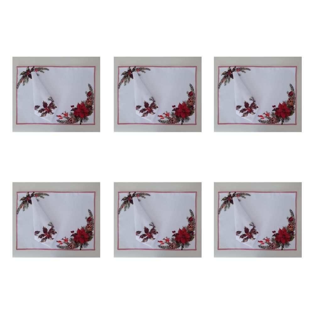 Kit 6 guardanapo + 6 lugar americano decorado premium Folhas