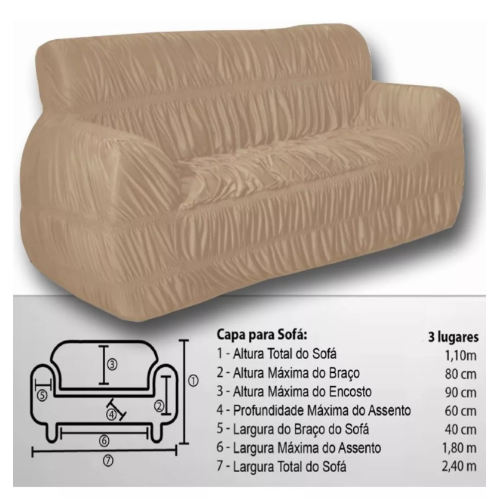 Kit Capa De Sofá Protetora Jogo 2 e 3 Lugares moderna Bege