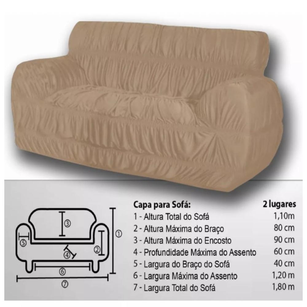 Kit Capa p/ Sofá 2 e 3 Lugares protege premium tecido Bege