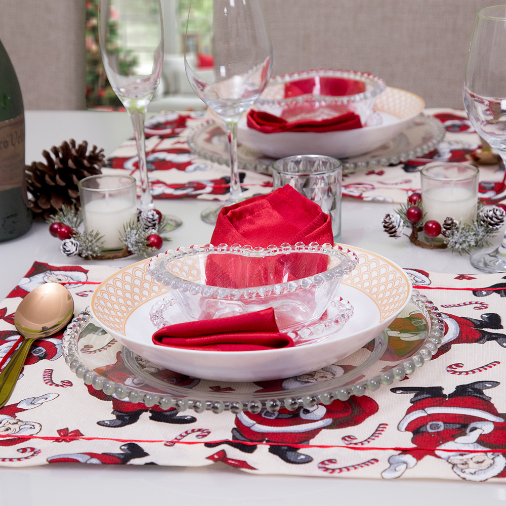 Lugar Americano 2 peças 43x33cm Mesa Posta Natal Papai Noel
