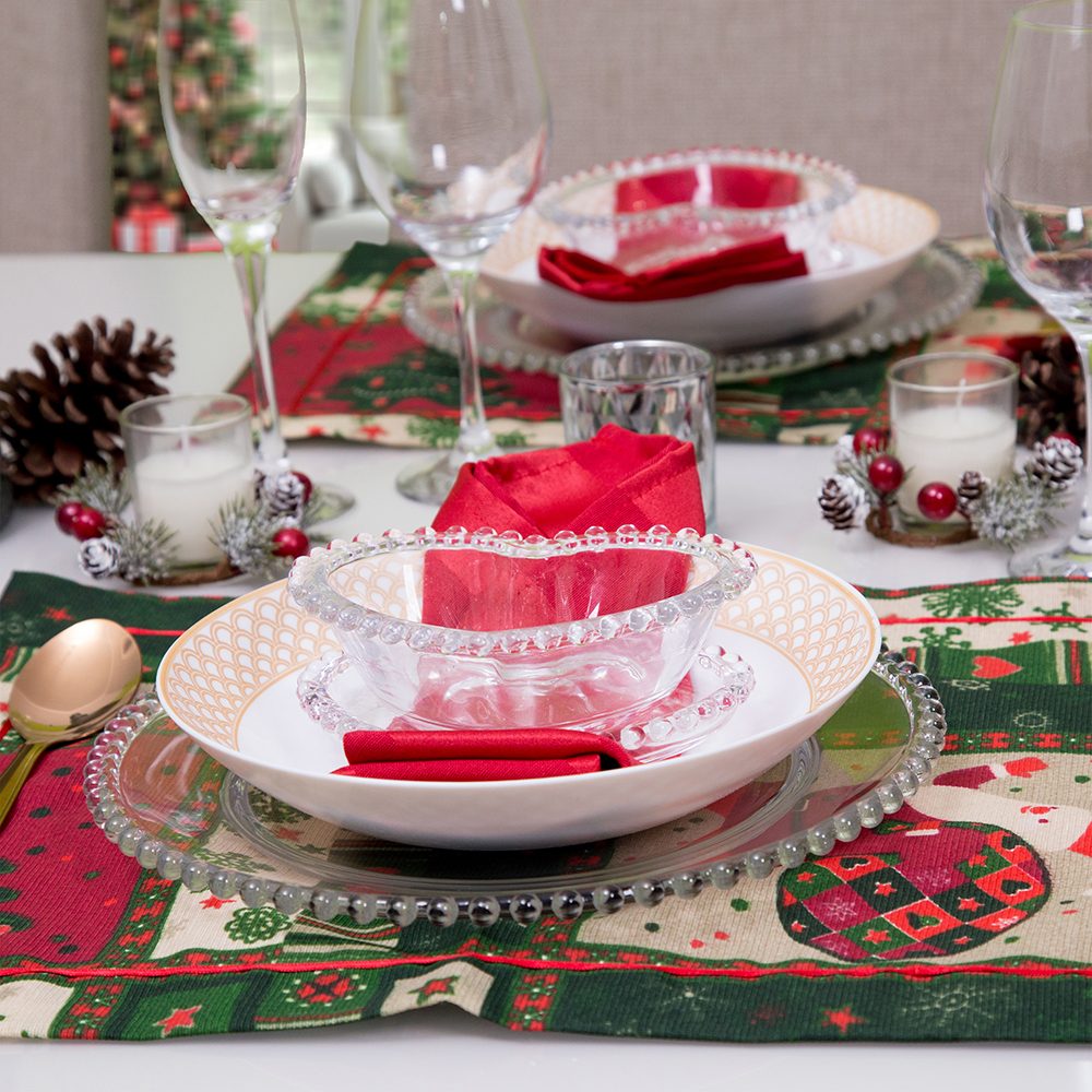 Lugar Americano 2 peças Mesa Posta Natal Verde 43X33cm