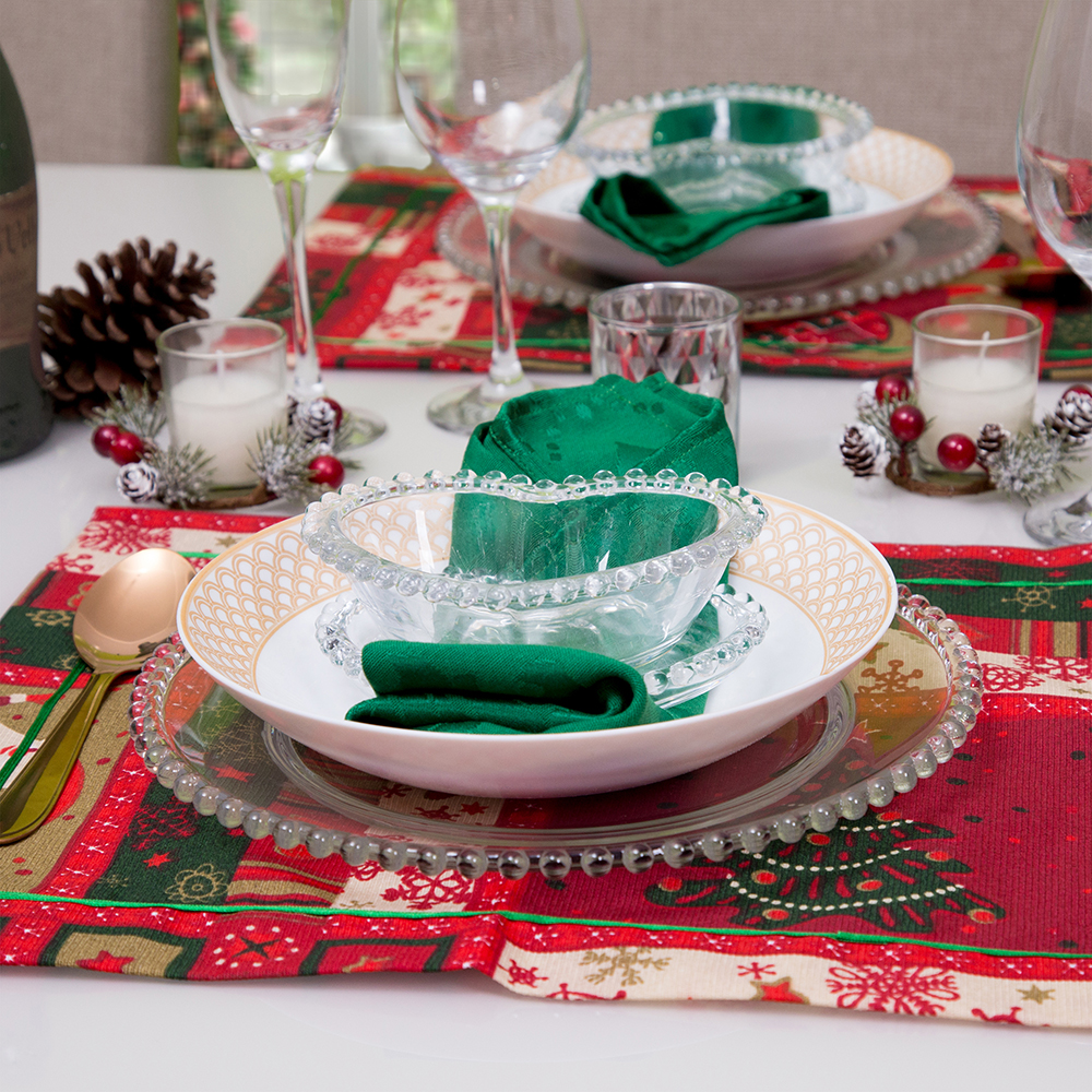 Lugar Americano 2 peças Mesa Posta Natal Vermelho 43X33cm