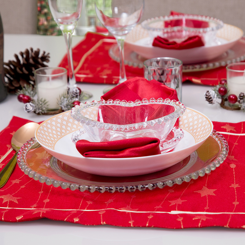 Lugar Americano 2 peças Mesa Posta Natal estrela Vermelho