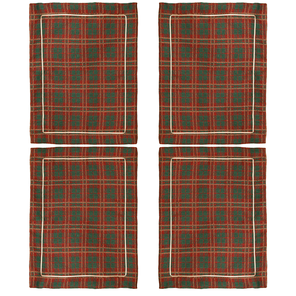 Lugar Americano 4 peças Mesa Posta Natal xadrez vermelho