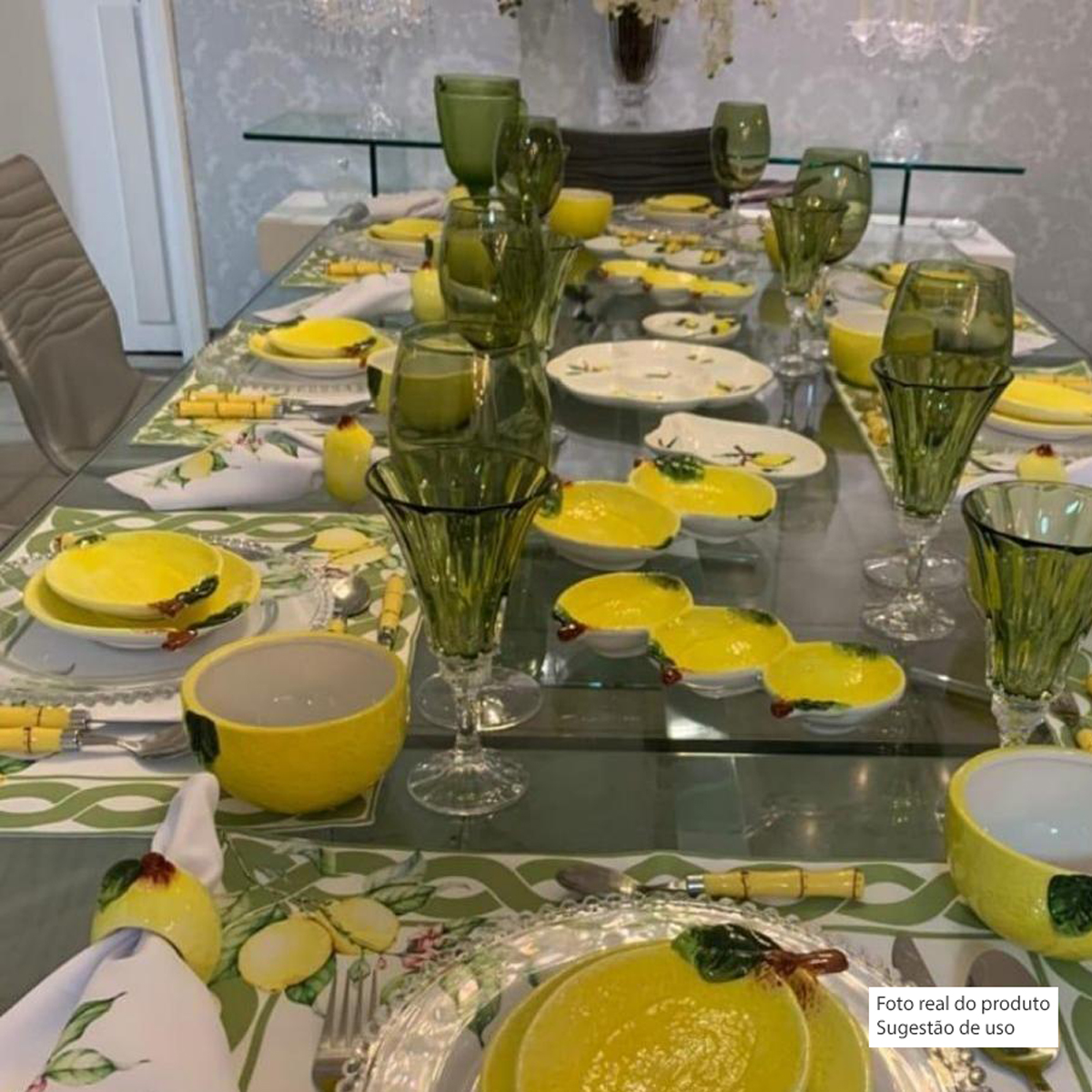 Lugar Americano tecido retangular estampado decorativo Limão