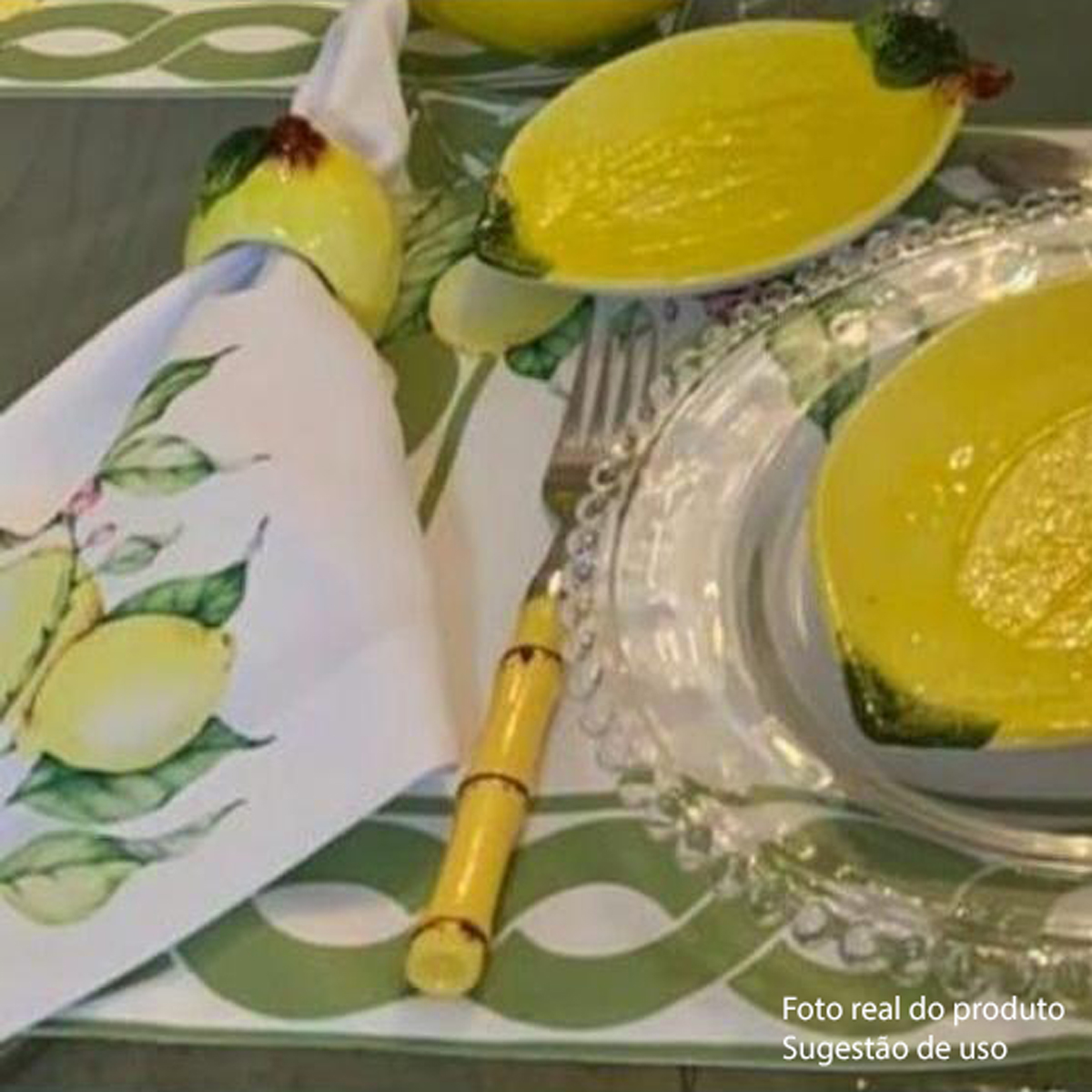 Lugar Americano tecido retangular estampado decorativo Limão
