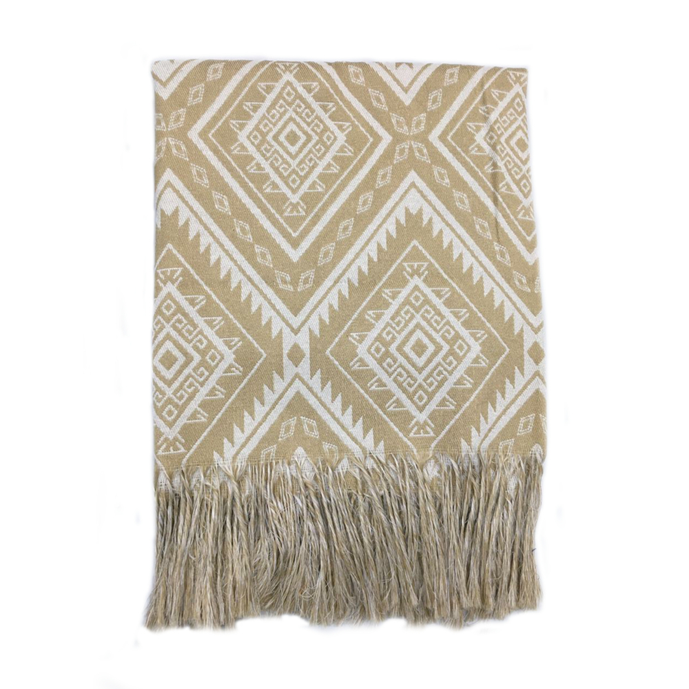 Manta Xale Sofá tipo capa jacquard 1,60X1,40m Agra Bege