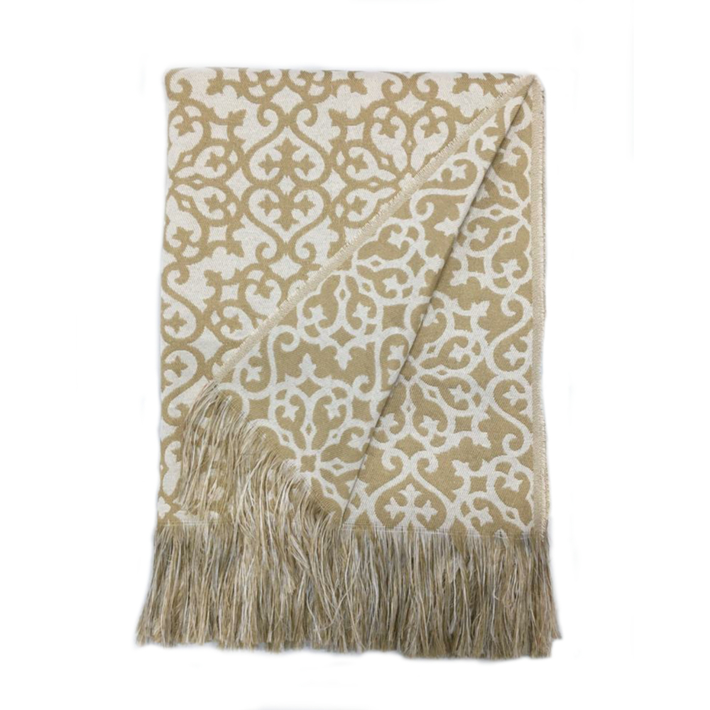 Manta peseira jacquard sofá e cama 1,60mx1,40m Cancún Bege