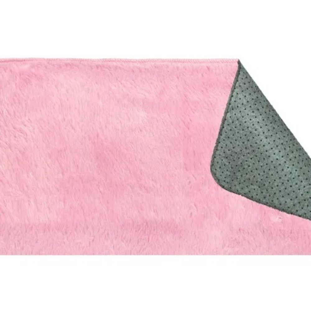 Passadeira 2,00x0,60 Rosa Shaggy Quarto Sala Antiderrap B