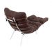 Poltrona Costela Original com Banqueta em Suede Marrom Imbuia Base Branca