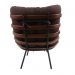 Poltrona Costela Original com Banqueta em Suede Marrom Imbuia Base Preta