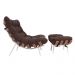 Poltrona Costela Original com Banqueta em Suede Marrom Natural Base Branca