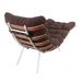 Poltrona Costela Original com Banqueta em Suede Marrom Natural Base Branca