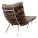 Poltrona Costela Original em Couro Areia Natural Base Branca