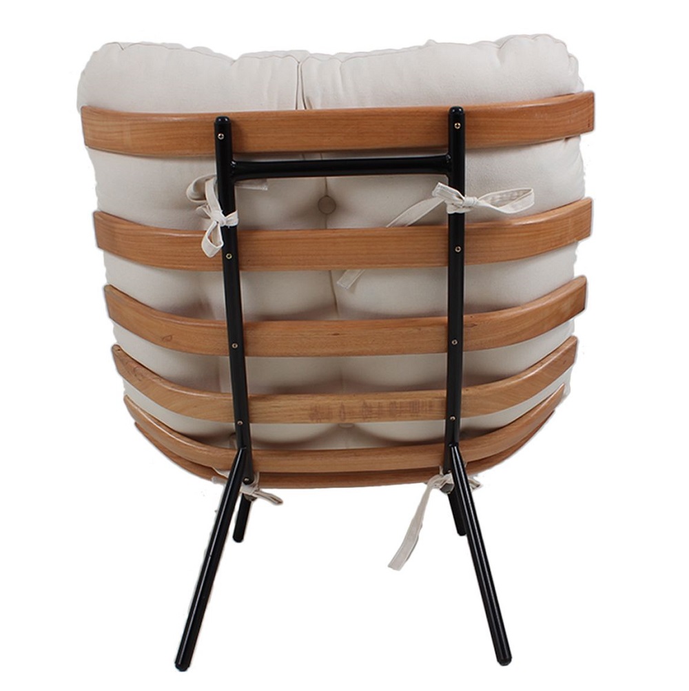 Poltrona Costela Original em Couro Branca Natural Base Preta