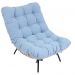 Poltrona Costela Original em Sarja Azul Vintage Natural Base Preta