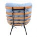 Poltrona Costela Original em Sarja Azul Vintage Natural Base Preta