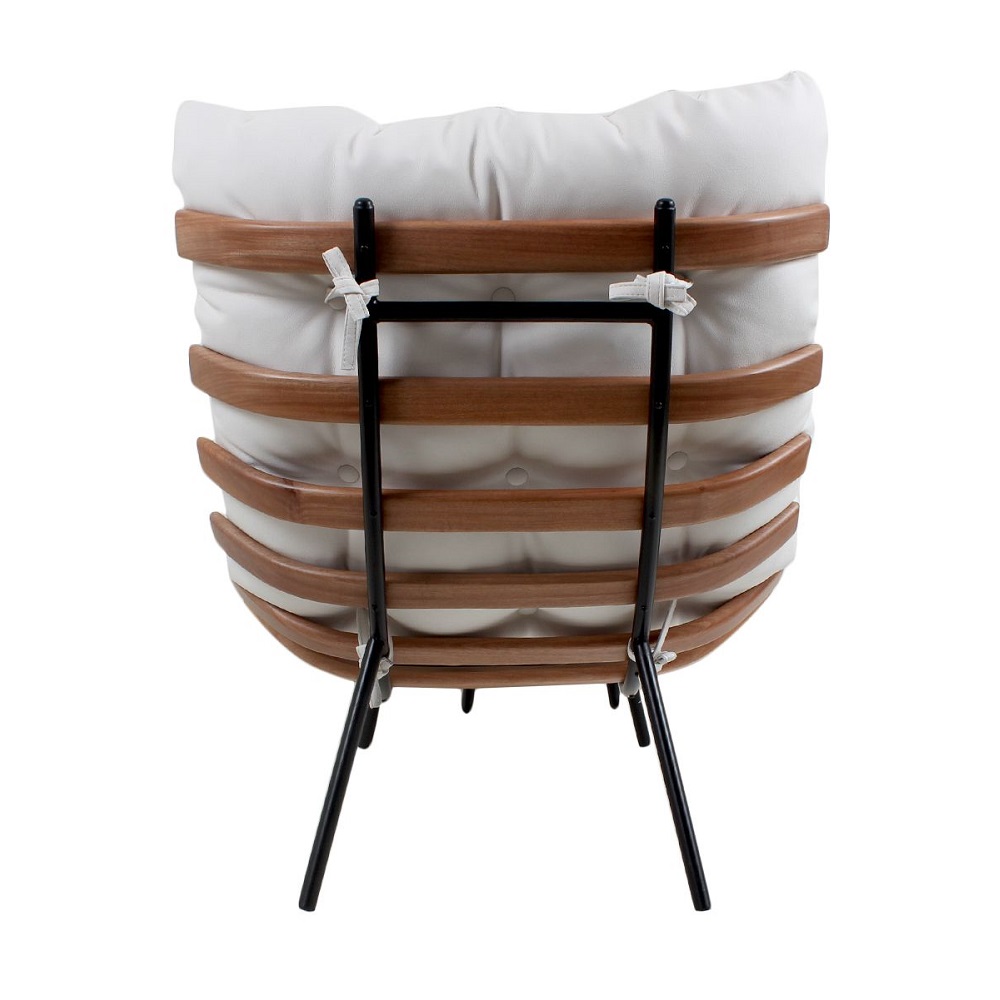 Poltrona Costela Original em Sarja Cru Natural Base Preta