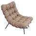 Poltrona Costela Original em Suede Fendi Imbuia Base Preta